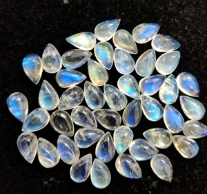 Piedra lunar arcoíris Natural pera 5X8mm cabujón espalda plana azul llamativo calidad superior piedra preciosa suelta - Product Image 3