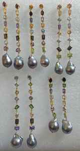 Pendientes colgantes de perlas barrocas clásicas naturales Pendientes de Plata de Ley 925 de moda para mujer de último diseñador Chapado en oro de 18 quilates - Product Image 4