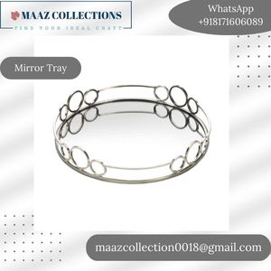 Bandeja de cristal de espejo personalizada de alta calidad, bandeja de servicio de acero inoxidable hecha a mano, nuevo diseño de patrón plateado, más vendido para el hogar - Product Image 5