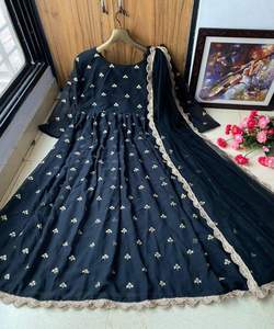 Anarkali Designer Party Wear New Look Soie Brodée Pierre Travail Indien Dames Porter Fabrication Pleine Longueur Patiyala Cousu Ethnique - Product Image 3