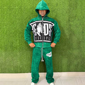 Survêtement imprimé écologique en coton, survêtement unique délavé à l'acide pour hommes, sur mesure, de haute qualité pour adultes - Product Image 1