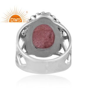 Último diseño oxidado 925 plata esterlina Natural fresa cuarzo piedra preciosa anillo apilable joyería para mujer regalo para ella - Product Image 4