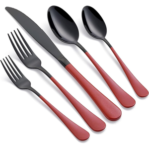 Cubiertos en blanco y negro de excelente calidad disponibles a bajo precio en la India Juego de cubiertos de acero inoxidable para uso en la cena y el almuerzo - Product Image 3