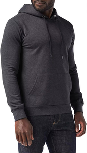Sweat-shirt à capuche en molleton gris anthracite uni pour homme, avec cordon de serrage à la capuche, poche kangourou avant, polyester/coton - Product Image 6