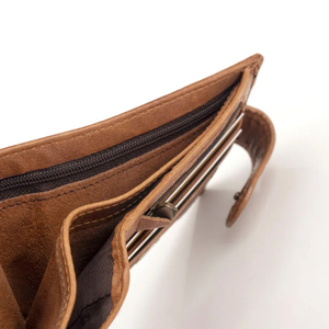 กระเป๋าสตางค์ผู้ชายหนังแท้ย้อนยุค RFID กระเป๋าใส่บัตรขนาดเล็กมินิกระเป๋าใส่เหรียญขนาดเล็กแนววินเทจแบบพกพาแบรนด์แฟชั่นใหม่ - Product Image 6