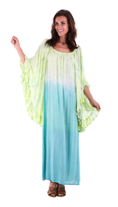 Women's Plus Size New Traditional Boho Style <b>Kaftan</b> Dress <b>Summer</b> Viscose Tie-Dye Ruffles Maxi Slit Straight Silhouette Ombre - Product Image 3