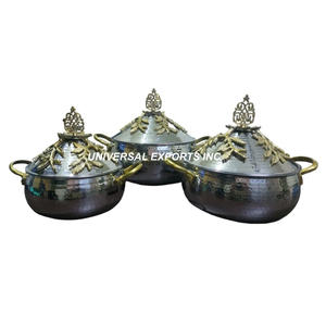 Juego de tres cazuela de nácar de calidad superior hecha a mano, vajilla de diseño clásico, calentador de alimentos Hotpot, superventas de Metal - Product Image 6