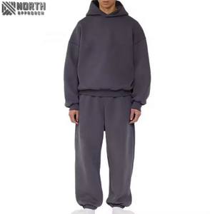 ชุดวอร์มผ้าฝ้ายสำหรับฤดูหนาวชุด2ชิ้นแบบสวมศีรษะทรงโอเวอร์ไซส์สำหรับผู้ชาย - Product Image 4