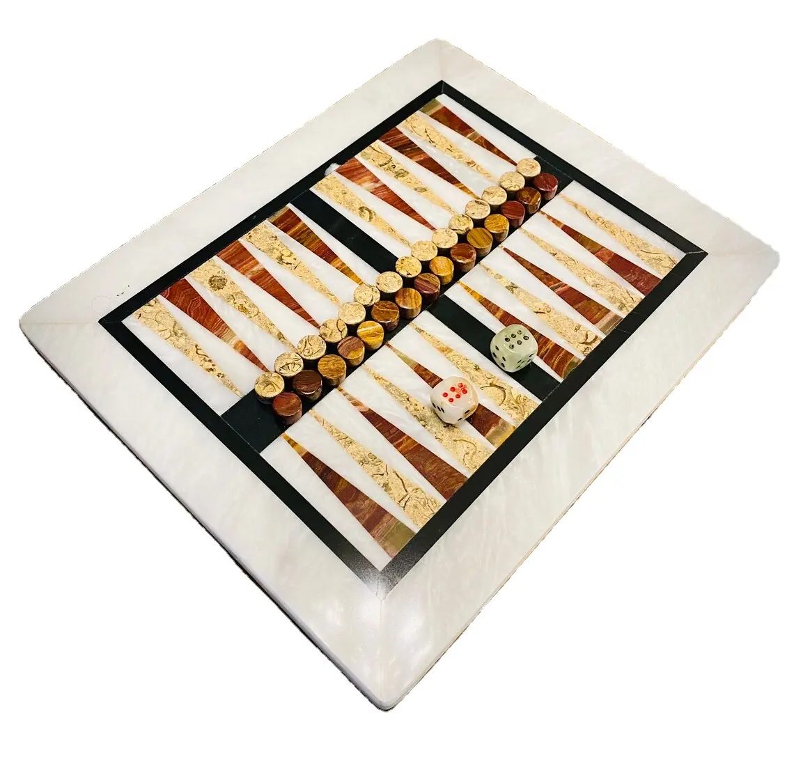Marmeren Backgammon Bordspel, Italiaanse Onyx En Marmeren Backgammon Set, Handgemaakte Massief Italiaans Marmer Backgammon Bord