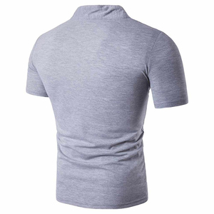 Polo à manches courtes pour homme, noir, tricoté, couleur unie, coupe classique, avec col à bordure blanche - Product Image 2