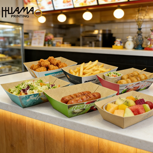 Bandeja de Comida Desechable Ecológica de Papel Kraft, Contenedor Personalizado de Grado Alimenticio para Comida para Llevar, para Comida Rápida y Bocadillos - Product Image 3