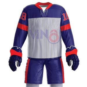 Uniforme de hockey sur glace confortable sur mesure en stock 100% polyester Uniforme de hockey sur glace personnalisé Design uniforme de hockey sur glace - Product Image 4