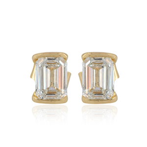 14K Solid Gold 2.02 Ct Emerald Cut Lab Grown Diamond <b>Stud</b> <b>Earrings</b> Luxury <b>Fine</b> Jewelry Wholesale - Product Image 3