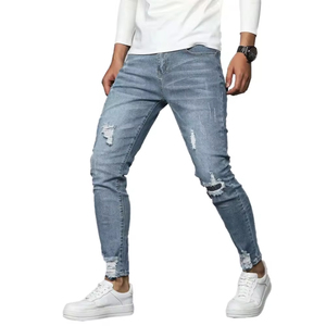 2024 pantalones vaqueros para hombre de alta calidad, pantalones vaqueros transpirables ajustados de bajo precio para hombre, pantalones vaqueros ajustados fabricados en Pakistán para hombre - Product Image 1
