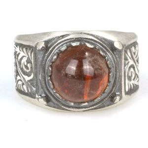 Anillo de Plata de Ley 925 para Hombre con Piedra de Ámbar, Diseño de Pluma, Chapado en Oro Rosa, Incrustación de Diamantes de Corte Ovalado, Hecho a Mano para Regalo - Product Image 4