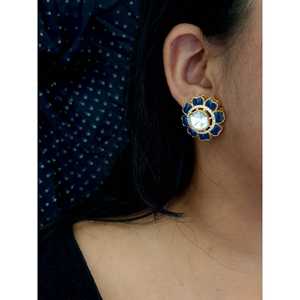 Trendy <b>Kundan</b> Stud Earrings 2025 Latest Indian Designer <b>Jewelry</b> Wholesale Fashion For Women Meenakari Trendy Moissanite Earring - Product Image 1