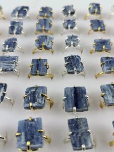 Anillo de cianita azul ajustable Piedra preciosa natural Plata de Ley 925 Chapado en oro de 14K Hecho a mano Regalo de joyería al por mayor - Product Image 4