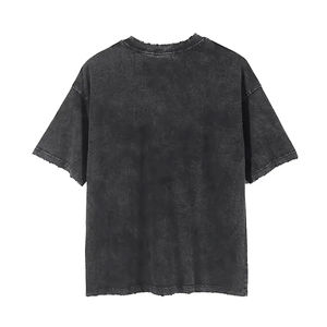 เสื้อยืดวินเทจสำหรับผู้ชายพิมพ์ลายหน้าจอ100% GSM 250เสื้อถักซักหินโลโก้ตามสั่ง - Product Image 5