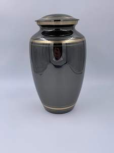 Urna de cremación de latón de Metal dorado y negro de estilo americano clásico, bolsa de terciopelo gratis, suministros funerarios para adultos del fabricante indio - Product Image 6