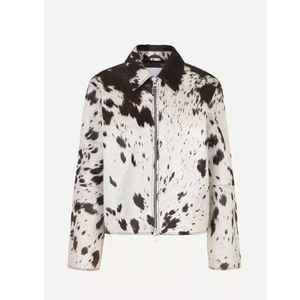 Chaqueta de pelo real de calidad en chaquetas de estilo vaquero occidental Abrigo de piel de vaca Estampado de animales Estilo occidental Marrón y blanco - Product Image 1
