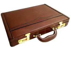 Porte-documents personnalisé unisexe élégant en cuir de chèvre véritable marron porte-documents de bureau sac avec plusieurs poches fermeture à glissière ordinateur portable - Product Image 3