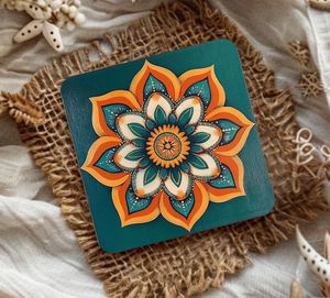 Juego de posavasos con patrón de mandala, almohadillas artísticas bohemias para bebidas, para el hogar Decoración elegante, precios al por mayor - Product Image 1