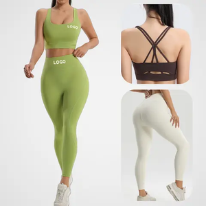 Conjunto de traje de Yoga sin costuras colorido, equipo de ejercicio de Fitness de cintura alta de secado rápido, ajustado para correr sólido de Tallas grandes - Product Image 4