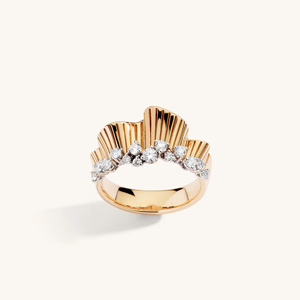 Rose <b>Gold</b> Diamond <b>Cocktail</b> <b>Ring</b> With Flower Design Pave Setting Women's Luxury Engagement Jewelry - Product Image 2