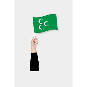 Drapeau à trois croissants portable, imprimé numériquement, style fanion, en plastique, polyester et soie, pour l'automobile, l'assurance et l'éducation - Product Image 1