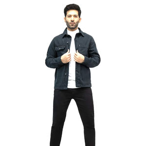 Chaqueta vaquera de lona azul para hombre de nuevo diseño con bolsillo de botón estilo informal transpirable para otoño invierno marca talla L prendas de vestir - Product Image 1