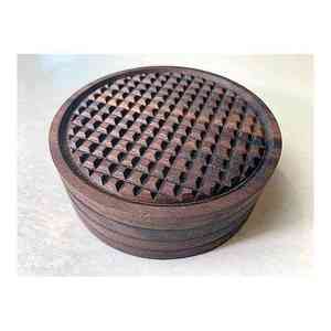 Handmade Designer Wooden Tea <b>Coasters</b> Classic Rounded Walnut Printed Decorative <b>Coaster</b> <b>Set</b> for Home Evening Tea Mat or Pad - Product Image 5