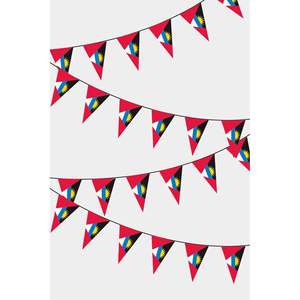 Guirlande de drapeaux triangulaires d'Antigua-et-Barbuda avec techniques d'impression numérique - Product Image 1