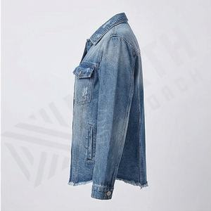 Veste en jean décontractée personnalisée pour hommes, grandes tailles, 100% coton, option logo sur le devant, respirante, veste d'hiver - Product Image 3