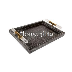 Bandeja para servir comida de cuero de diseño clásico Bandeja para servir té y café de forma cuadrada de la mejor calidad para uso doméstico - Product Image 3