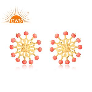 Dernière vente en argent sterling 925 plaqué rhodium blanc corail naturel rose pierres précieuses boucles d'oreilles à la mode anniversaire des femmes - Product Image 1