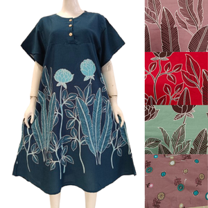 Robe trapèze à la mode pour femmes imprimé fleuri décontracté col rond et manches courtes longueur genou - Product Image 1