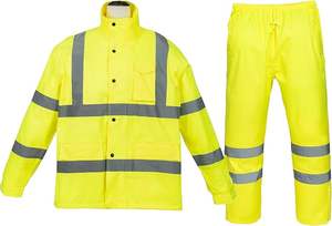 Imperméable coupe-vent pour homme, léger, haute visibilité, veste de sécurité réfléchissante avec pantalon - Product Image 2