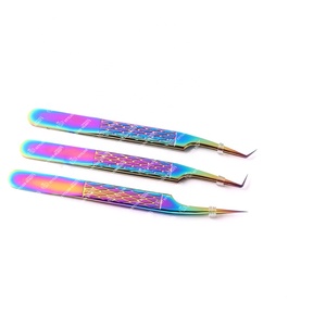 Pince à cils professionnelle Multi couleur enduit russe Volume pince à épiler Isolation Extension de cils pince à épiler - Product Image 5