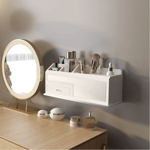 Sèche-cheveux blanc et support de coiffure montage mural salle de bain comptoir maquillage bois organisateur pour accessoires - Product Image 5