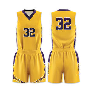 Uniformes de Baloncesto Ligeros 100% Poliéster Transpirables de Secado Rápido sin Mangas, Uniformes de Baloncesto con Impresión por Sublimación Personalizada - Product Image 1