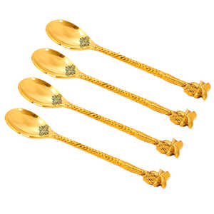 Cuchara de Latón Dorado de Diseño con Motivo de Árbol, Cubertería Elegante para Fiestas y Decoraciones - Product Image 2