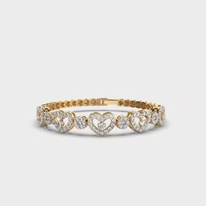 Diamante de moda en forma de corazón diseño Moissanite Diamond Bracelet Elegant Round Cut Diamond para mujeres y niñas - Product Image 1