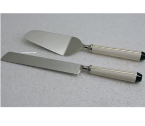 Juego de servidor de cuchillo de pastel de acero inoxidable puro de buena calidad para fiestas de boda juego de servidor de cuchillo diseño personalizado fabricante hecho a mano - Product Image 2