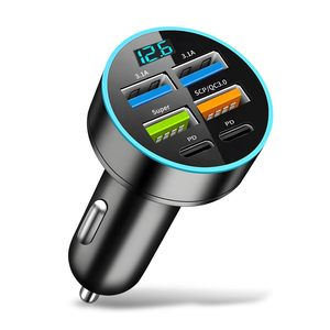 CTX Factory Direct con PD QC3.0 <span class=keywords><strong>USB</strong></span> <span class=keywords><strong>C</strong></span> Tipo <span class=keywords><strong>C</strong></span> Adaptador Venta al por mayor Teléfono Cargador de coche de carga rápida de 6 puertos - Product Image 1