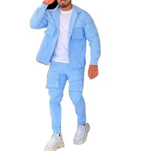2024 nouvelle vente chaude hommes Cargo pantalon automne hiver survêtements Multi poches manteaux Jogging costumes coupe-vent blanc Logo formation - Product Image 5