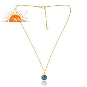 Vente chaude 925 Sterling Silver 18K Plaqué Or Mojave Cuivre Turquoise Gemstone Pendentif Collier Demi Fine Jewelry Fabricant - Product Image 1
