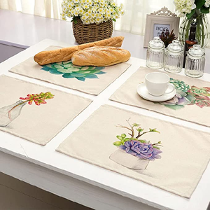 Wholesale Custom Heat Restaurant Home <b>Waterproof</b> 100% Organic Cotton GOTS Certificate High Quality 4 Pcs Eco Friendly Table <b>Mats</b> - Product Image 6
