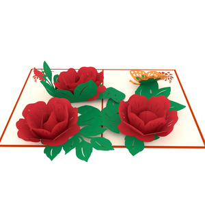 Elegante rosas rojas y mariposa 3D Pop Up Tarjeta de felicitación con sobre Hermosa tarjeta de felicitación hecha a mano floral clásica - Product Image 3