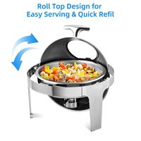 Chauffe-Plat Rond Allnice Factory en Acier Inoxydable avec Couvercle Roulant, Bain-Marie Professionnel pour Buffet et Restauration Hôtelière avec Fenêtre en Verre