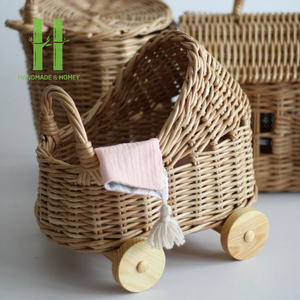 Cesta de Moisés de Ratán Natural, Cesta de Mimbre Tejida a Mano para Bebé con Asas, Cochecitos Resistentes y Respetuosos con el Medio Ambiente de HNH Craft - Product Image 2